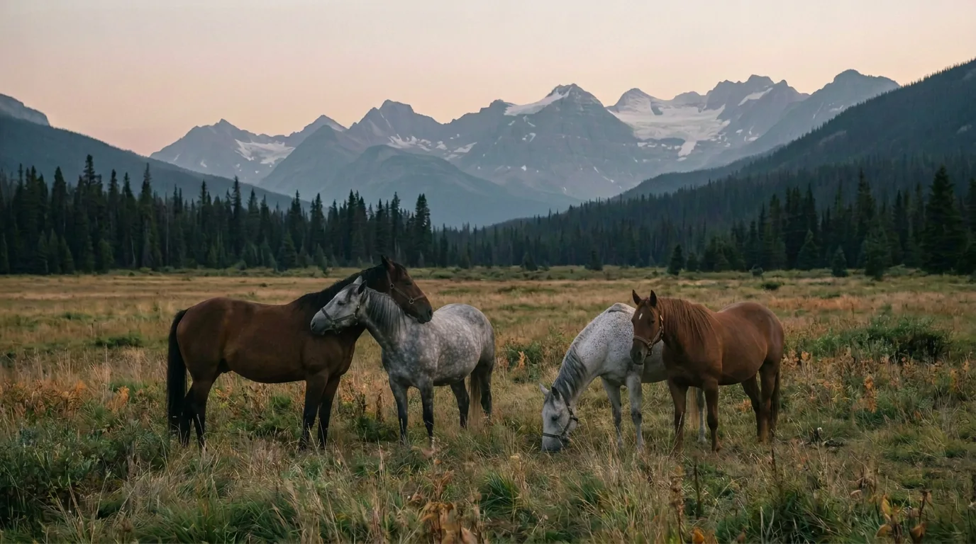 Chevaux en liberté, Les Écuries de Doucy, Haute-Savoie